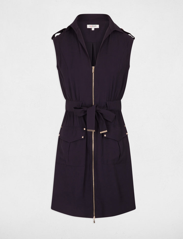 Robe courte droite zippée