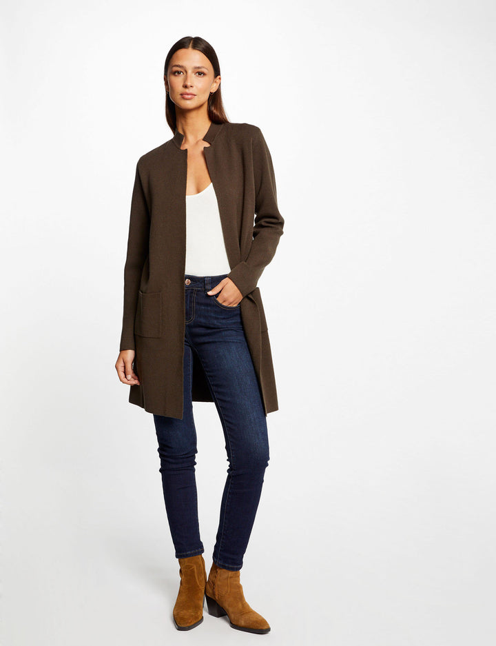 Gilet long droit col ouvert