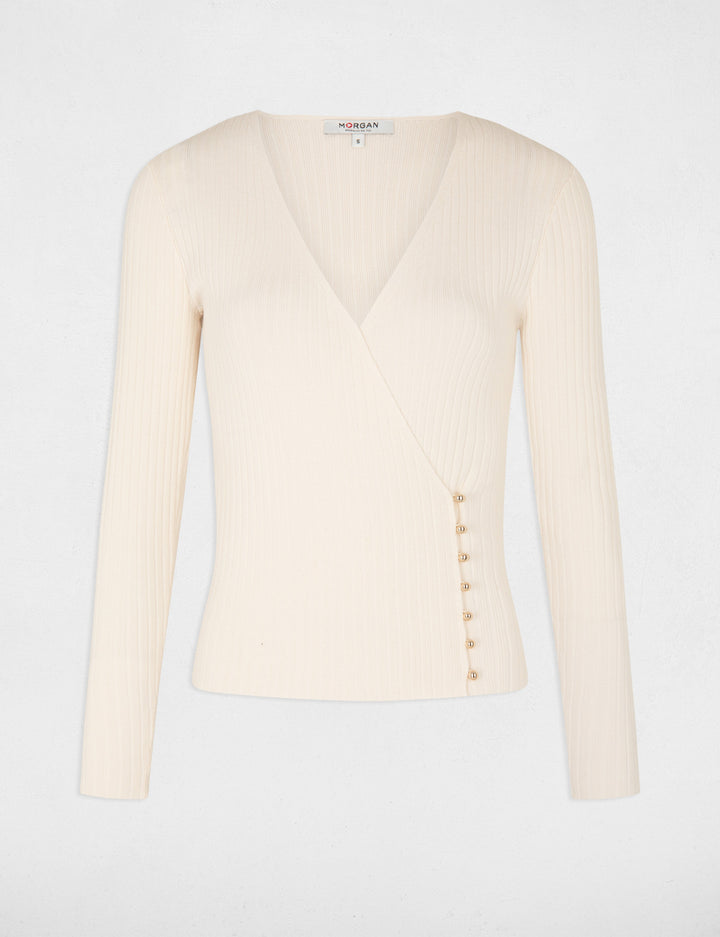 Pull manches longues col cache-coeur