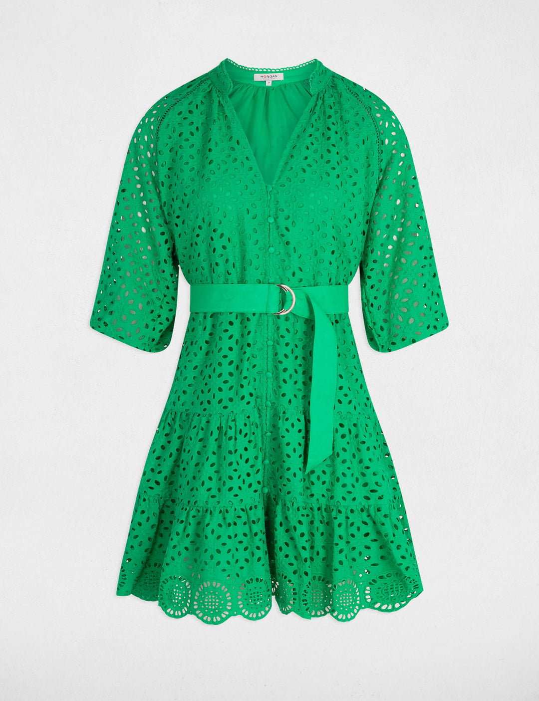 Robe courte trapèze brodée
