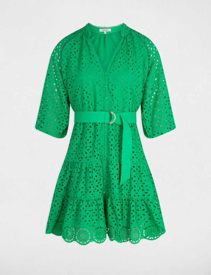 Robe courte trapèze brodée