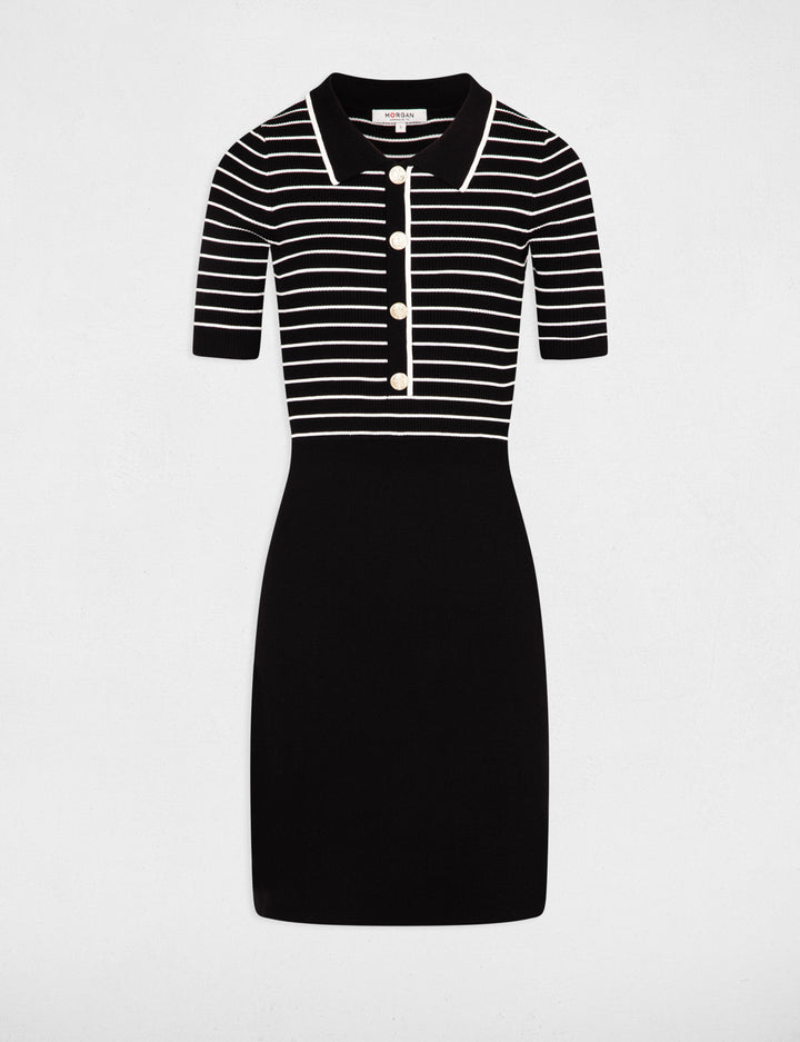 Robe tricot courte rayée