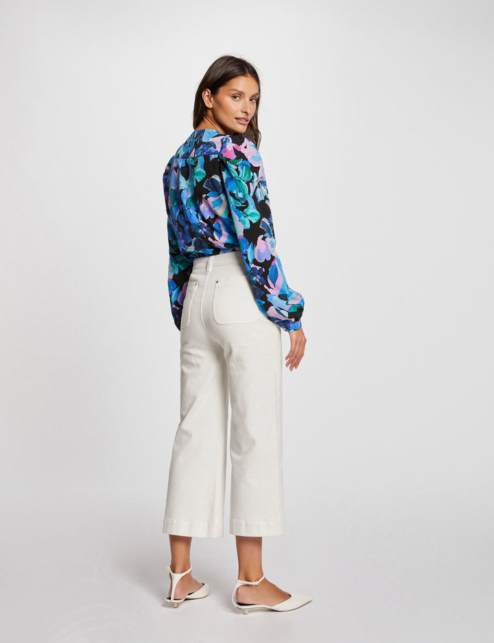 Chemise col en V imprimée