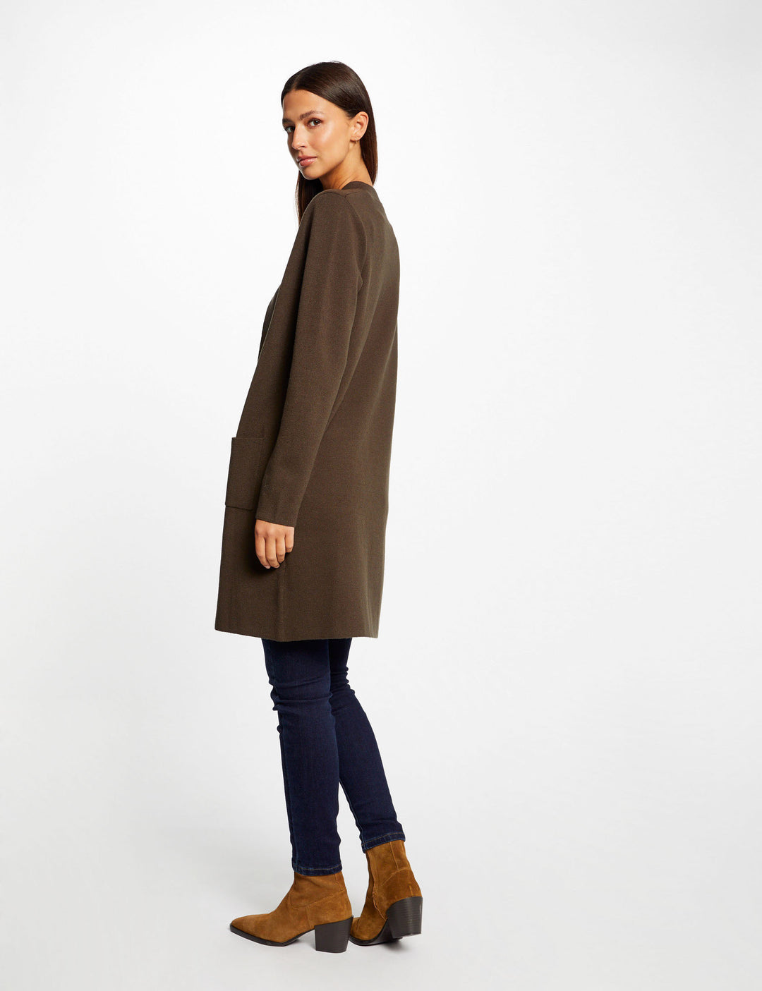 Gilet long droit col ouvert