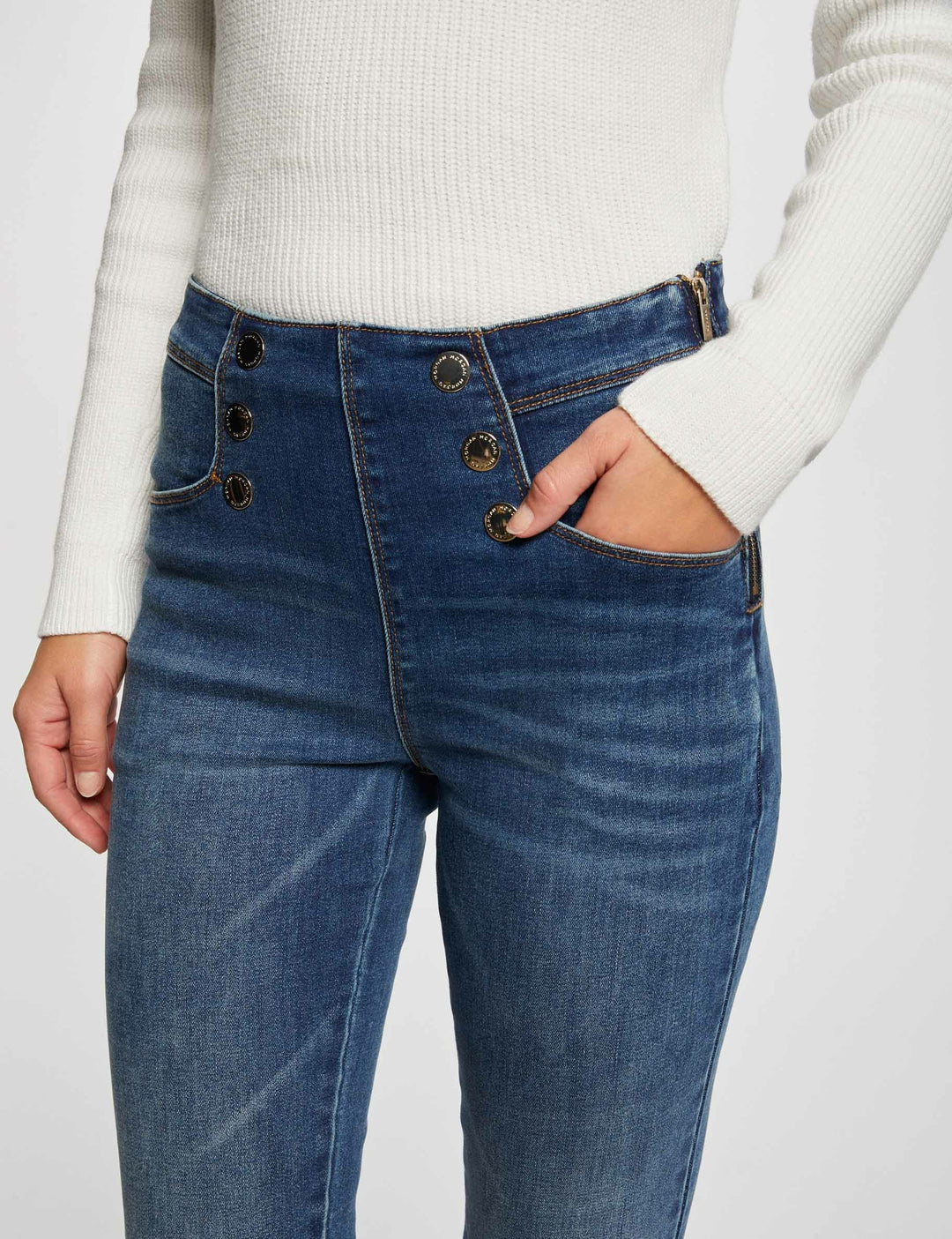 Jeans skinny 7/8ème à  pont