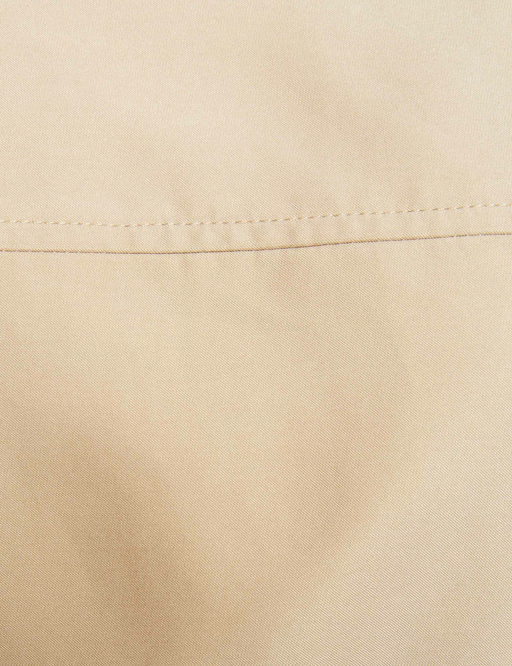 Trench long évasé ceinturé détails denim