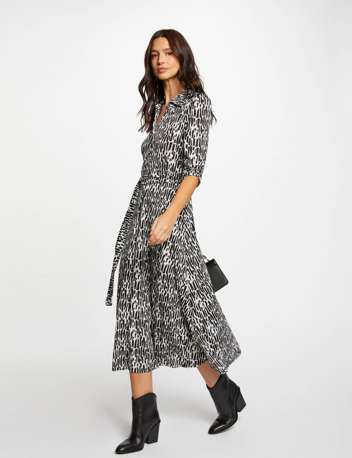 Robe longue évasée imprimé abstrait