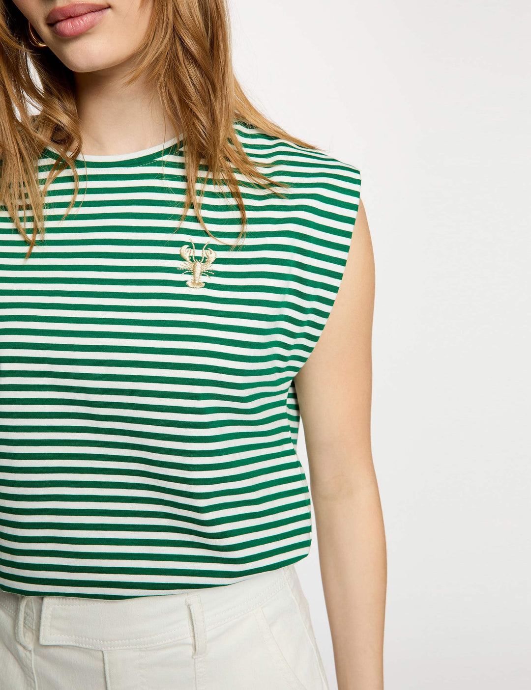 T-shirt rayé brodé
