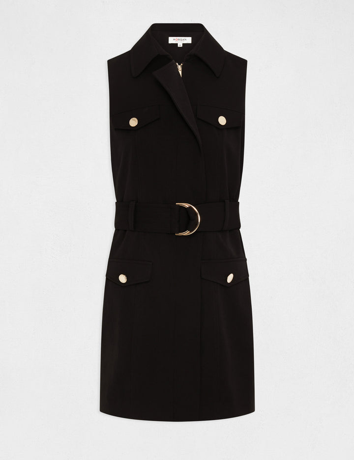 Robe cintrée zippée ceinturée