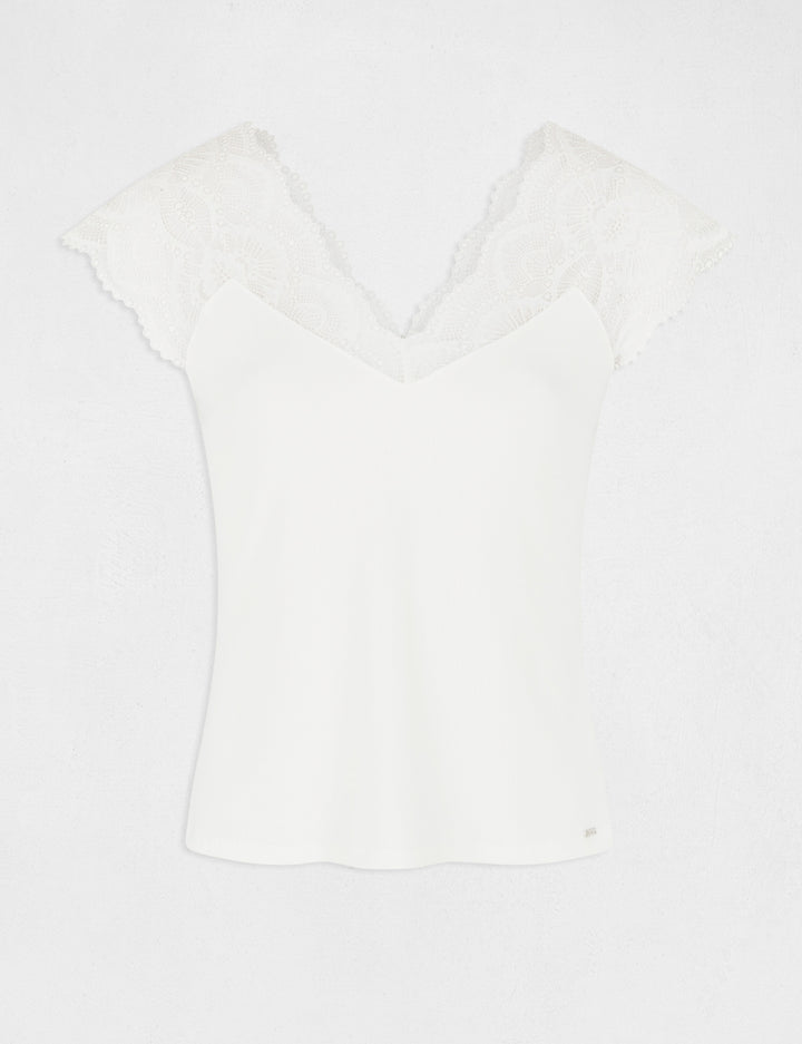 T-shirt manches courtes à  dentelle