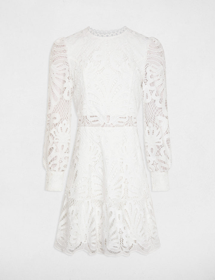 Robe trapèze en dentelle à  volants
