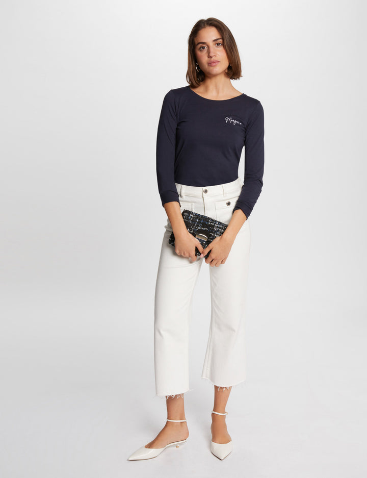 T-shirt manches 3/4 brodé