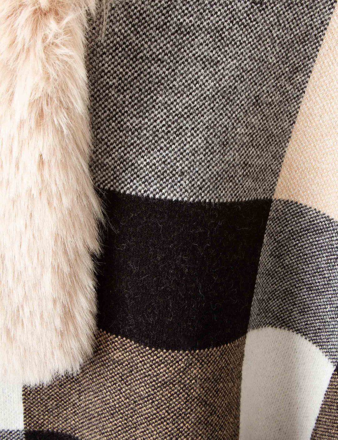 Poncho à  détails imitation fourrure