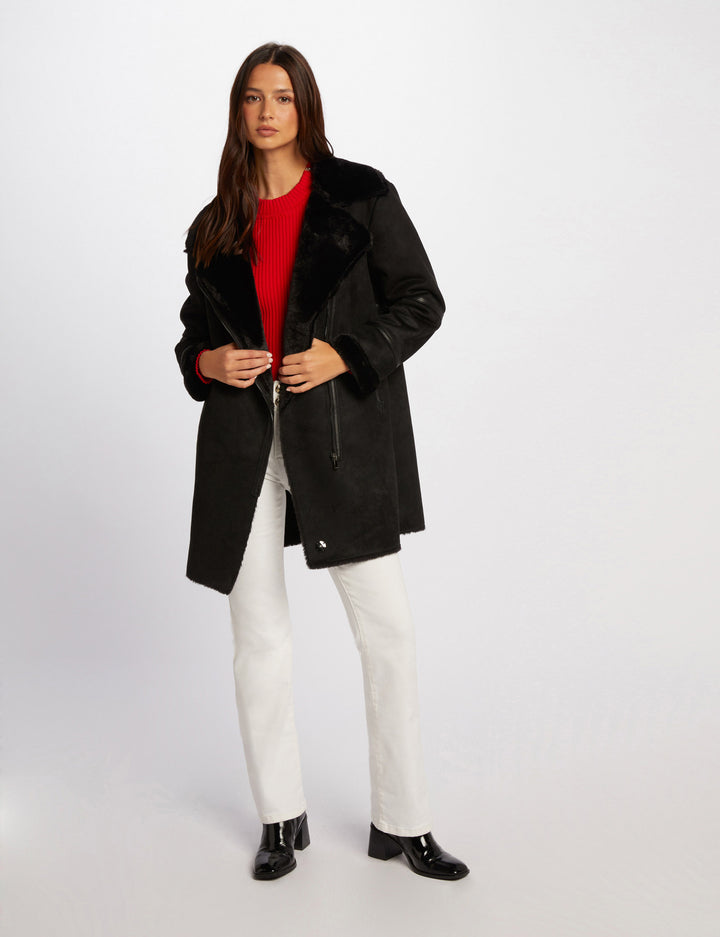 Manteau long suédine