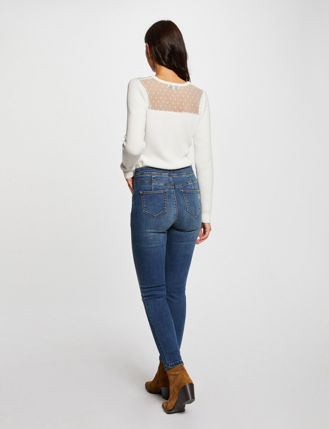 Jeans skinny 7/8ème à  pont