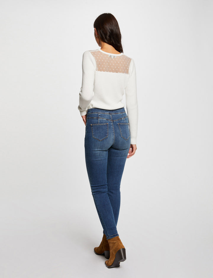 Jeans skinny 7/8ème à  pont