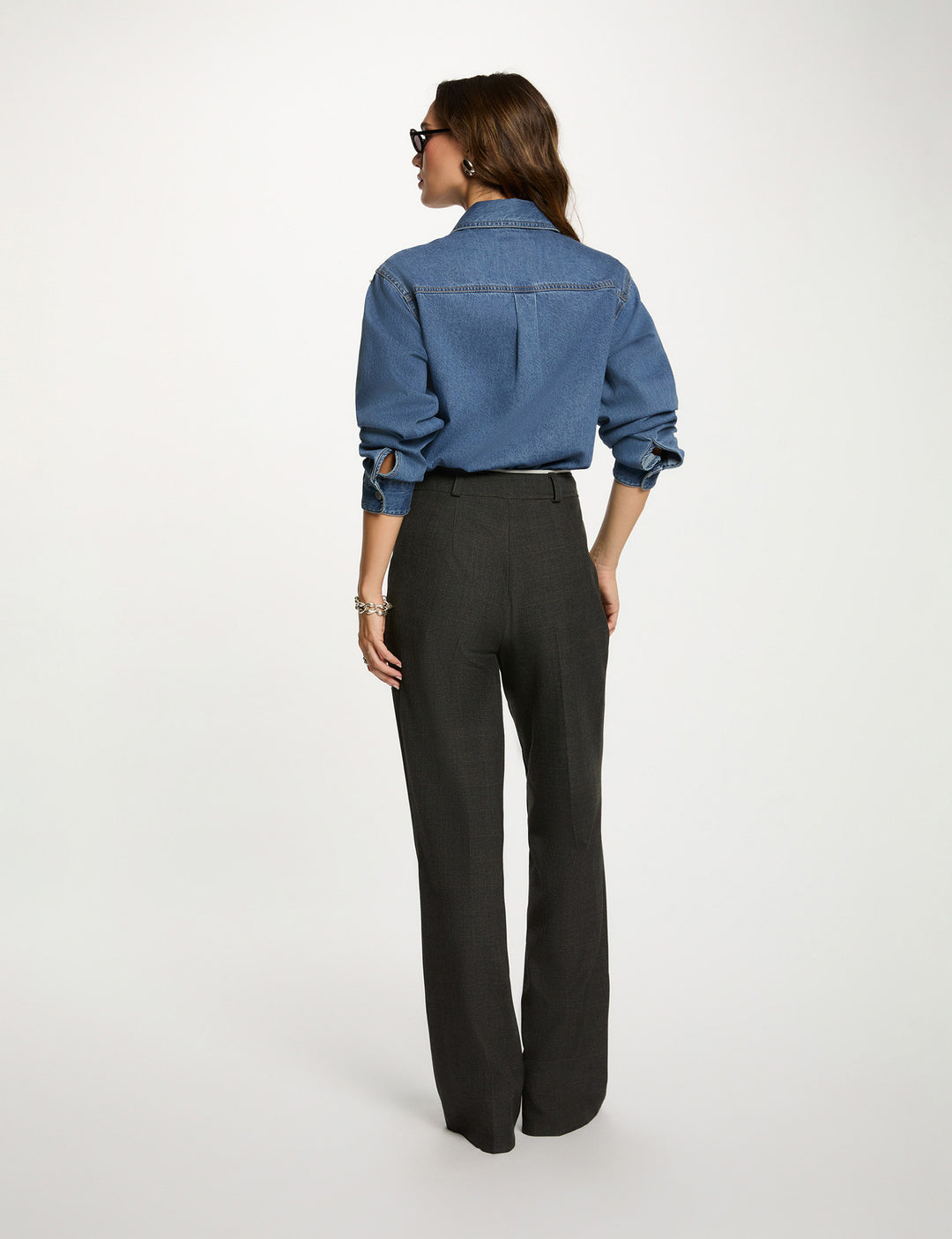 Pantalon large taille haute