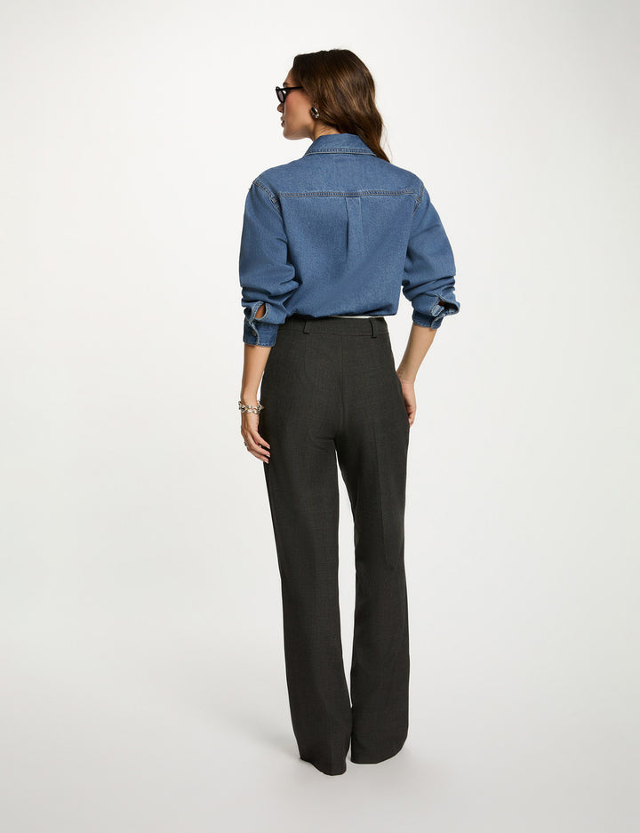 Pantalon large taille haute