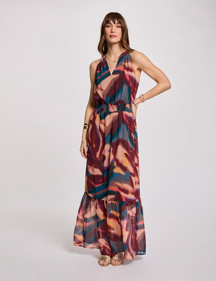 Robe longue droite imprimée