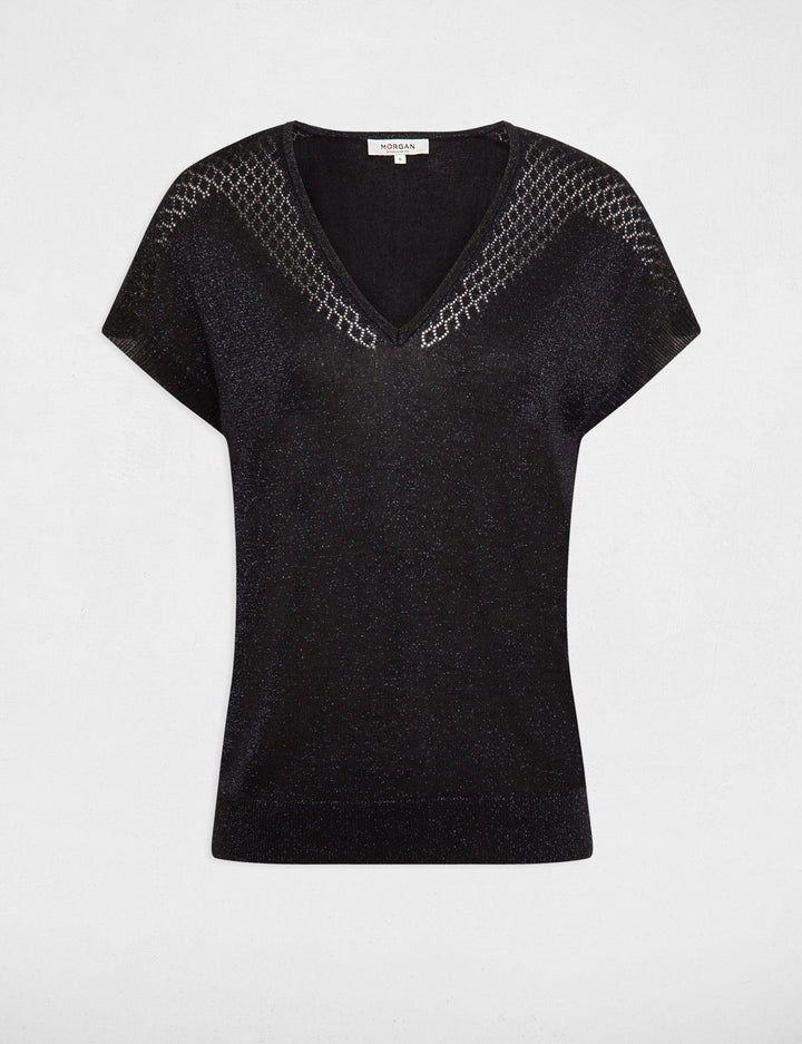 Pull col en V manches courtes