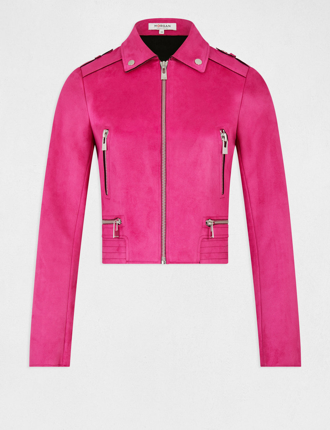 Blouson droit aspect suédine