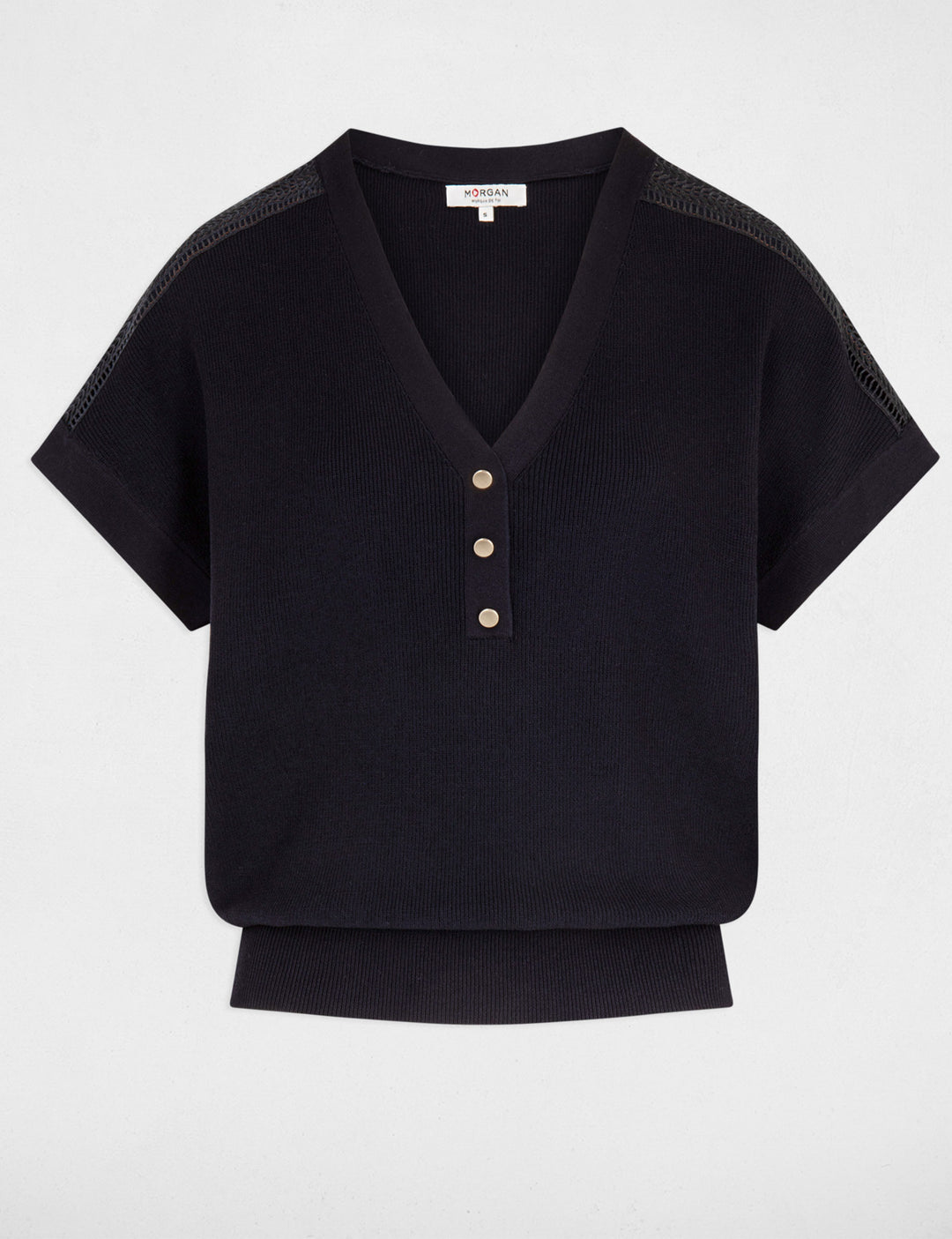 Pull col en V manches courtes