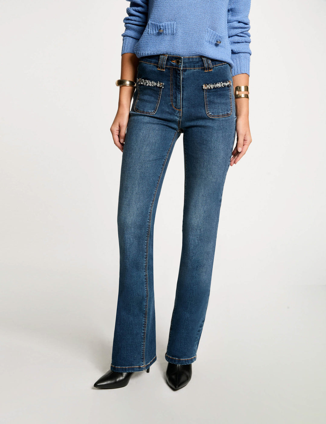 Jeans bootcut détails franges