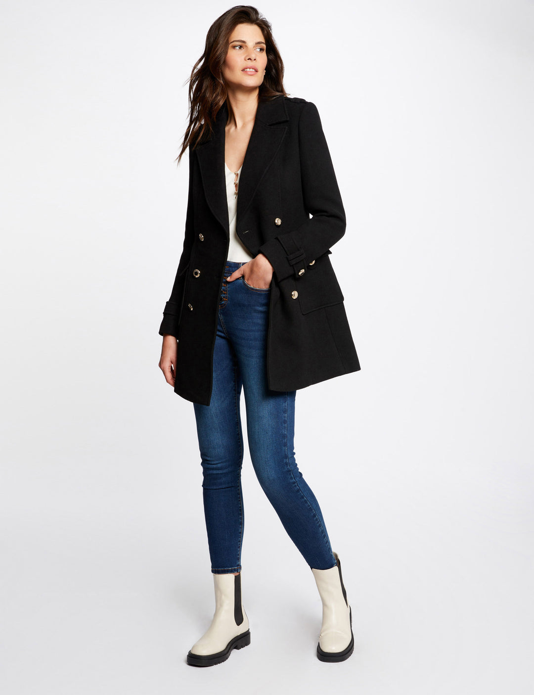 Manteau droit boutonné