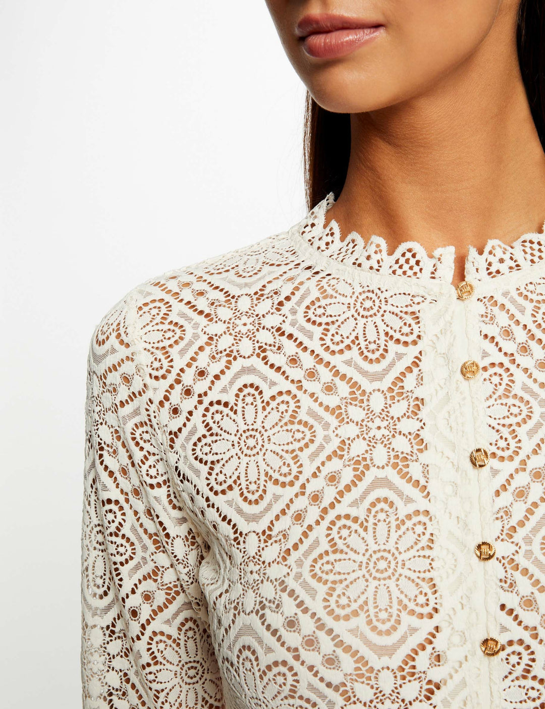 T-shirt manches longues en dentelle