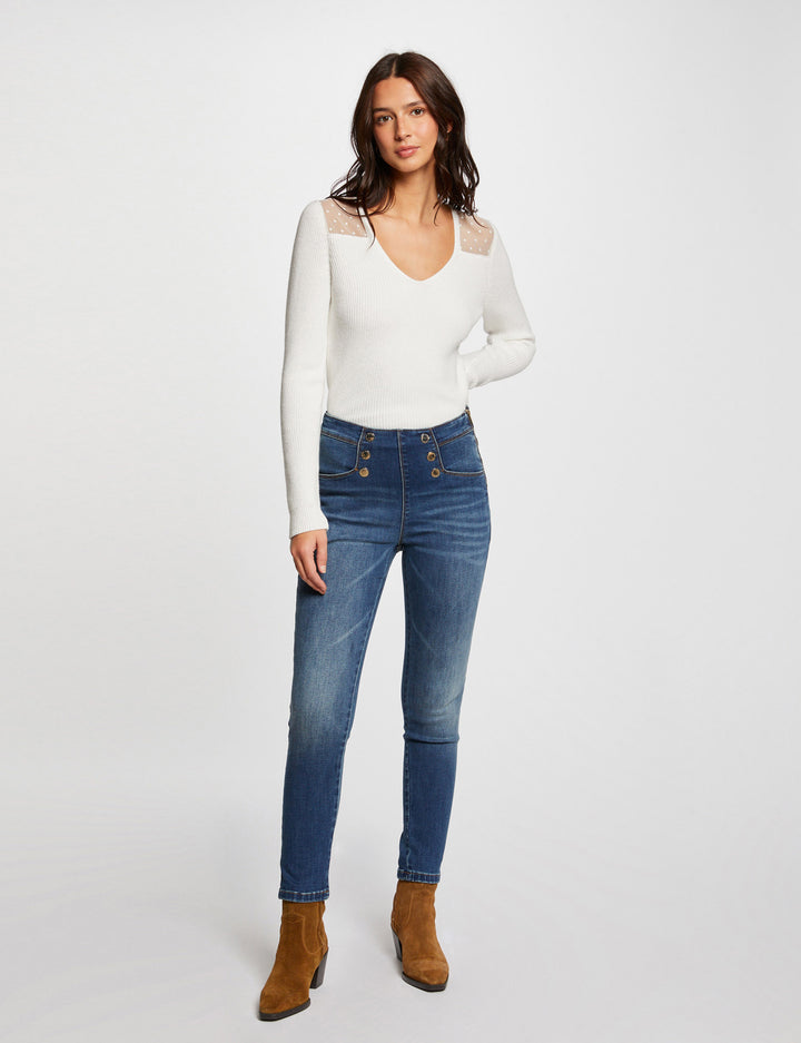 Jeans skinny 7/8ème à  pont