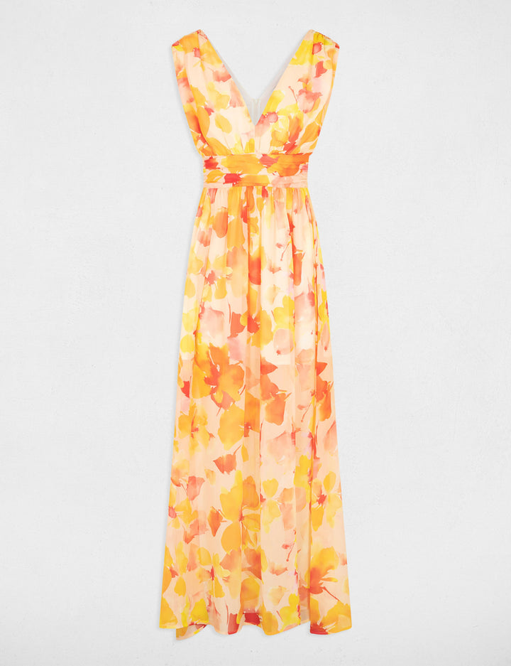 Robe longue droite imprimée