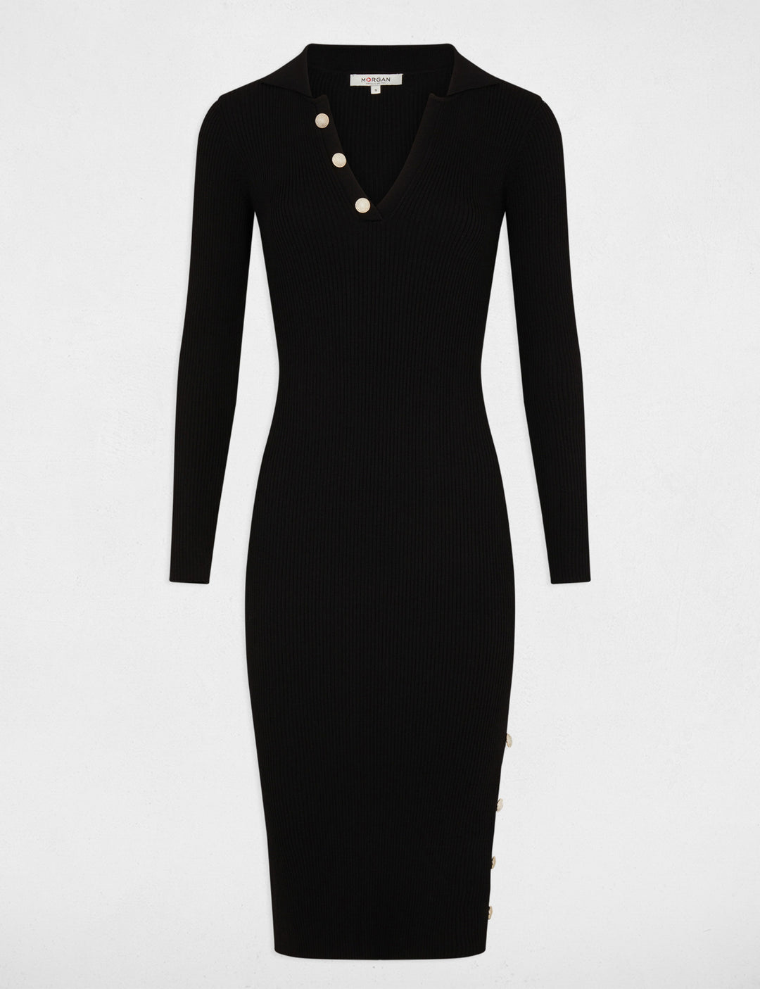 Robe pull ajustée fendue avec boutons
