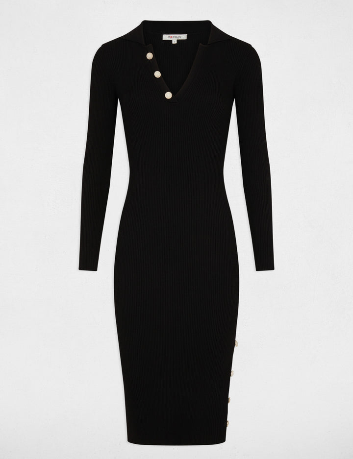 Robe pull ajustée fendue avec boutons