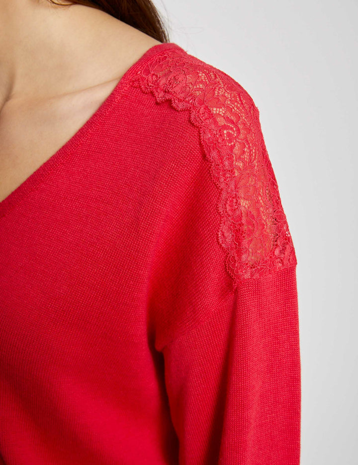 Pull col en V manches longues