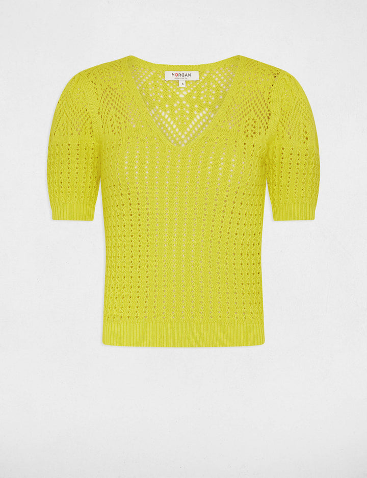 Pull manches courtes ajouré