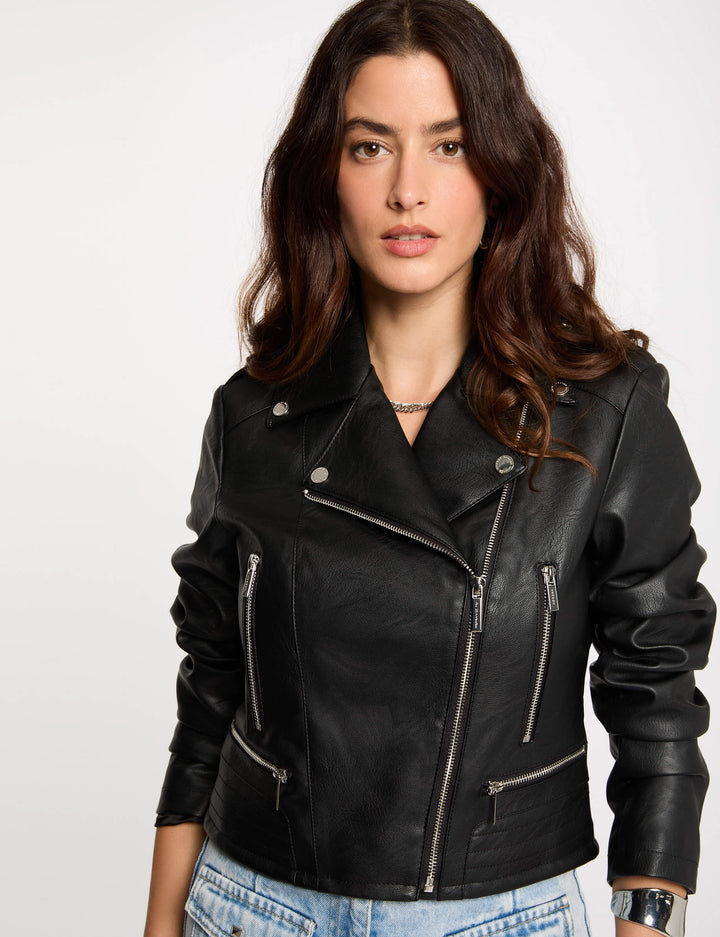 Blouson droit avec col cranté à  revers