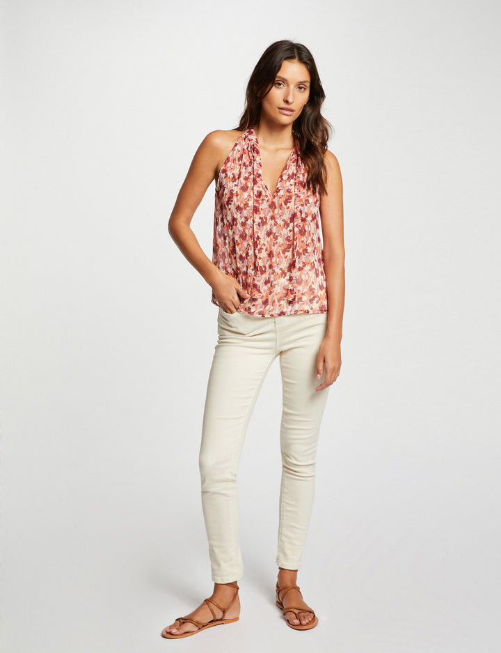 Blouse sans manches imprimé abstrait