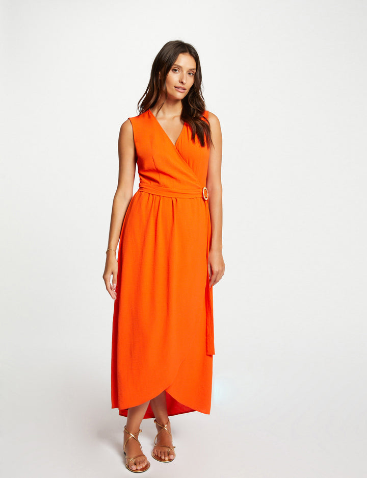 Robe longue portefeuille sans manches