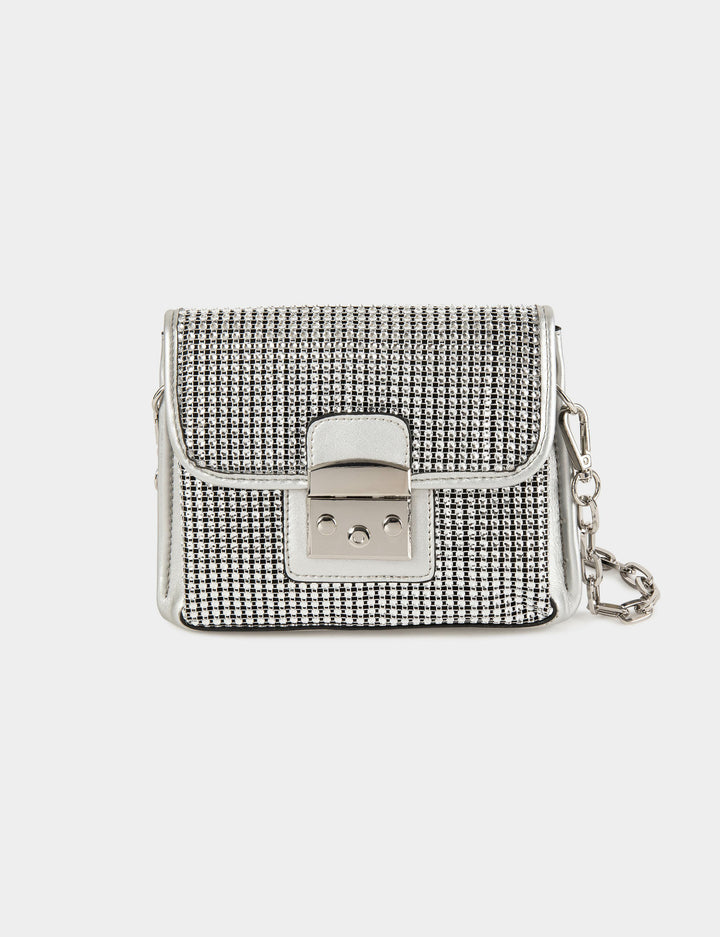 Sac à  rabat métallisé à  strass