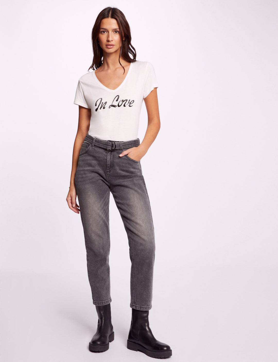 T-shirt inscription et sequins