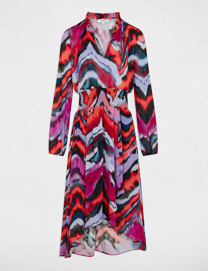Robe longue cintrée imprimée