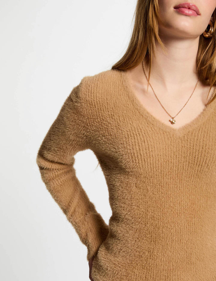 Pull manches longues maille duveteuse