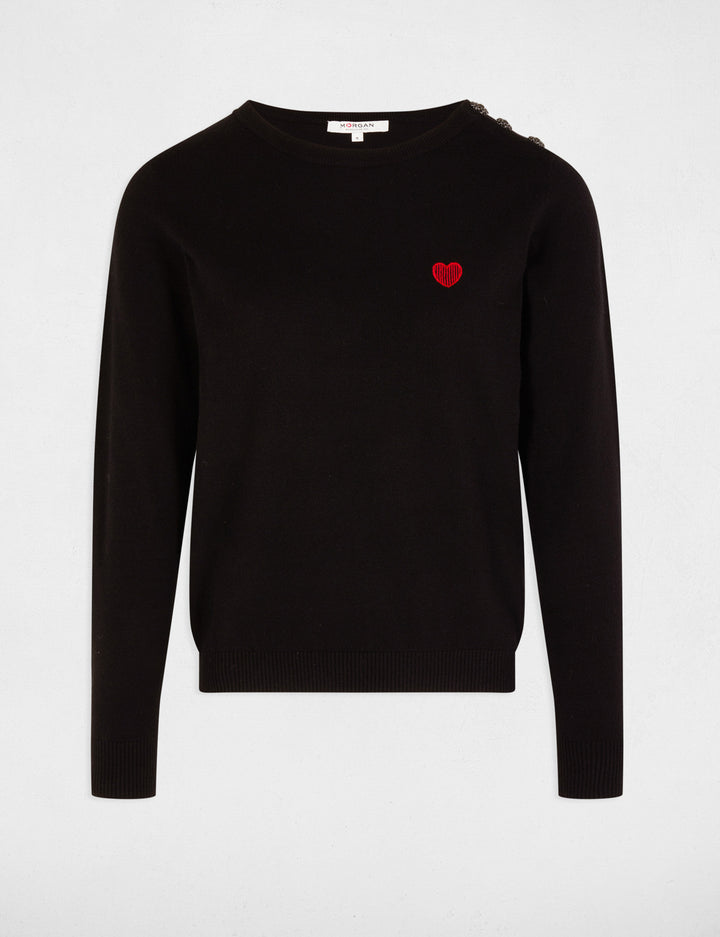 Pull col rond et boutons