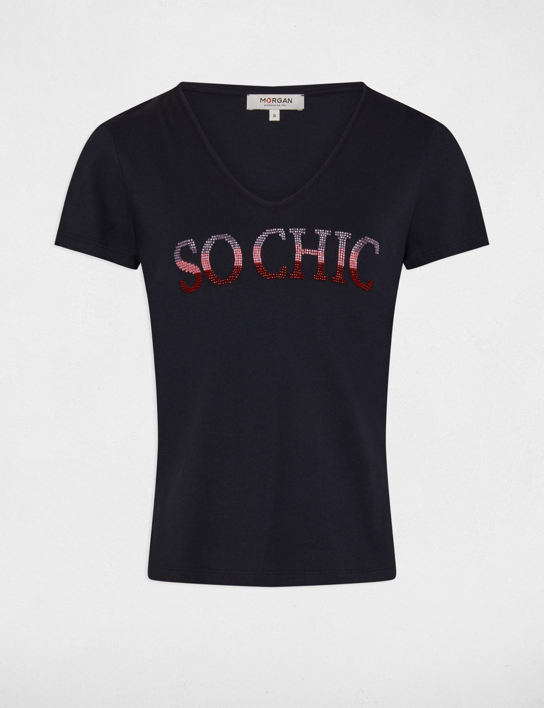 T-shirt inscription et perles