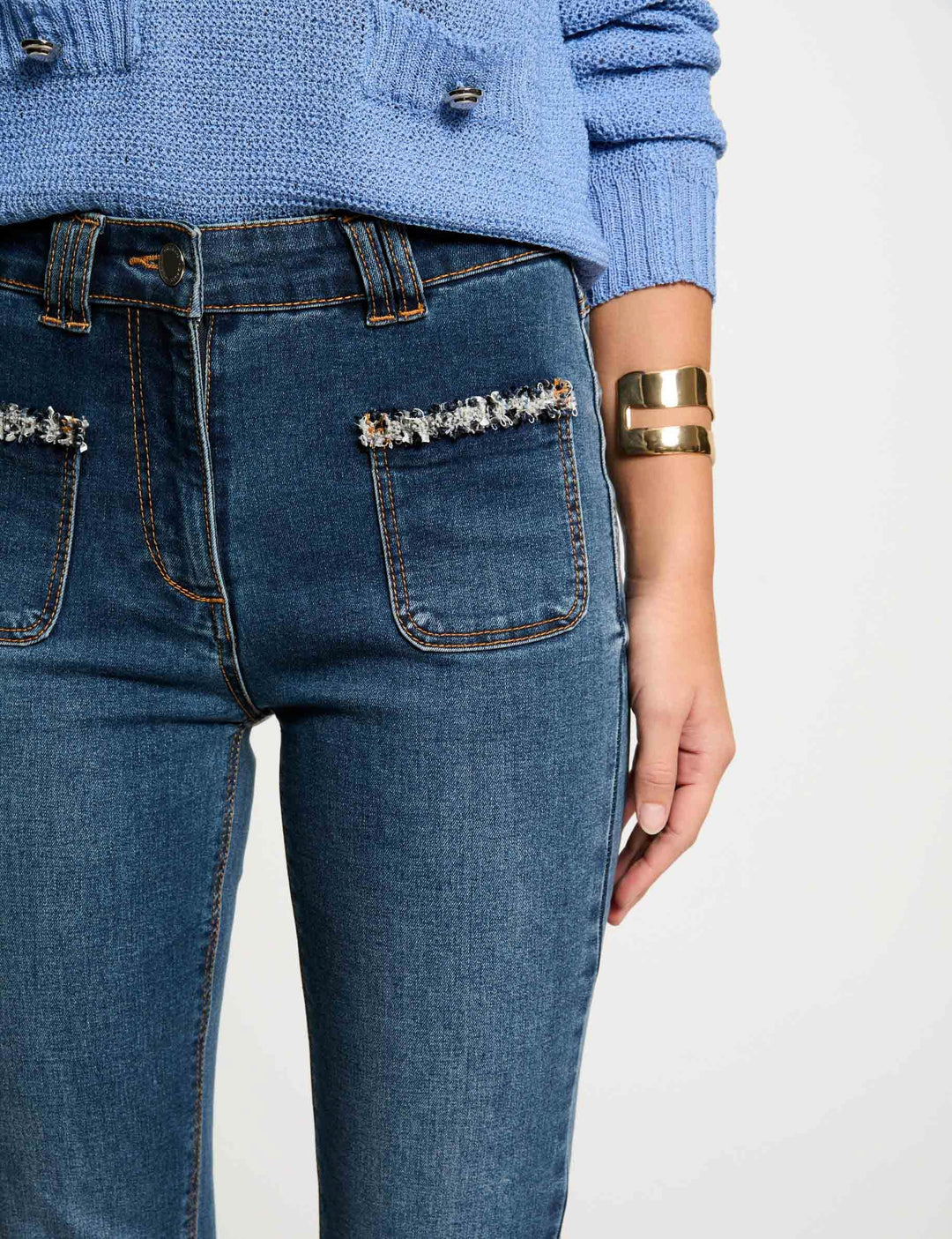 Jeans bootcut détails franges