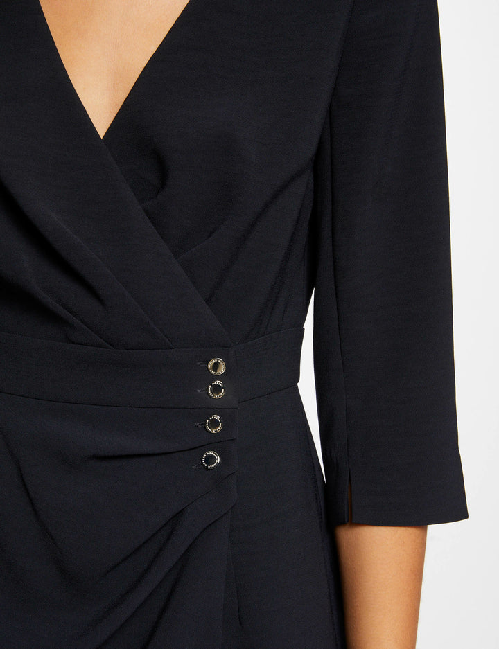 Robe portefeuille drapée manches 3/4