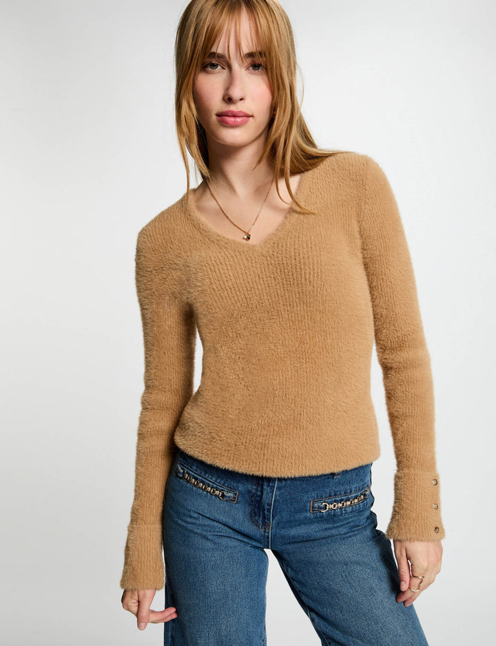 Pull manches longues maille duveteuse