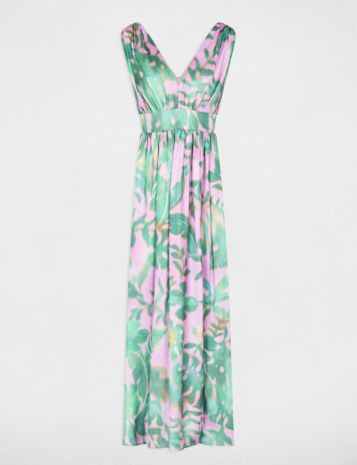 Robe longue col v