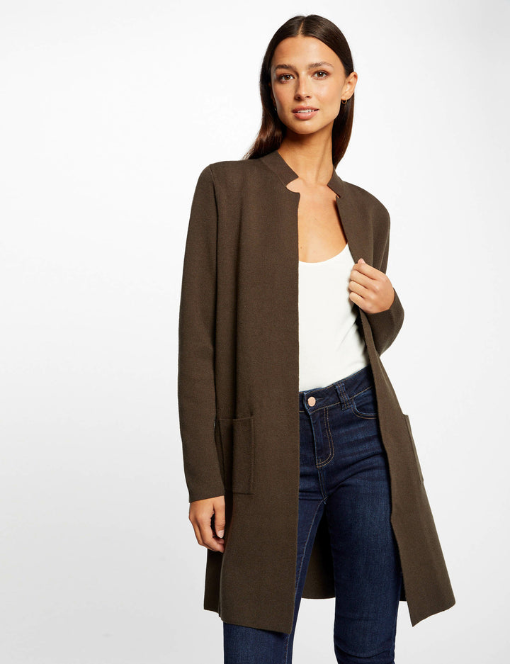 Gilet long droit col ouvert