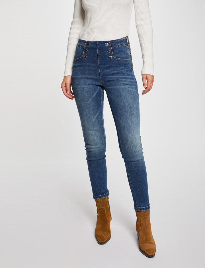 Jeans skinny 7/8ème à  pont